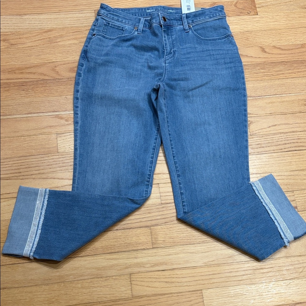 Chico's shimmer trim Girlfriend Ankle Jeans